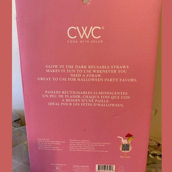 6 Reusable Glow In The Dark BAT Straws New in Box - Picture 5 of 6